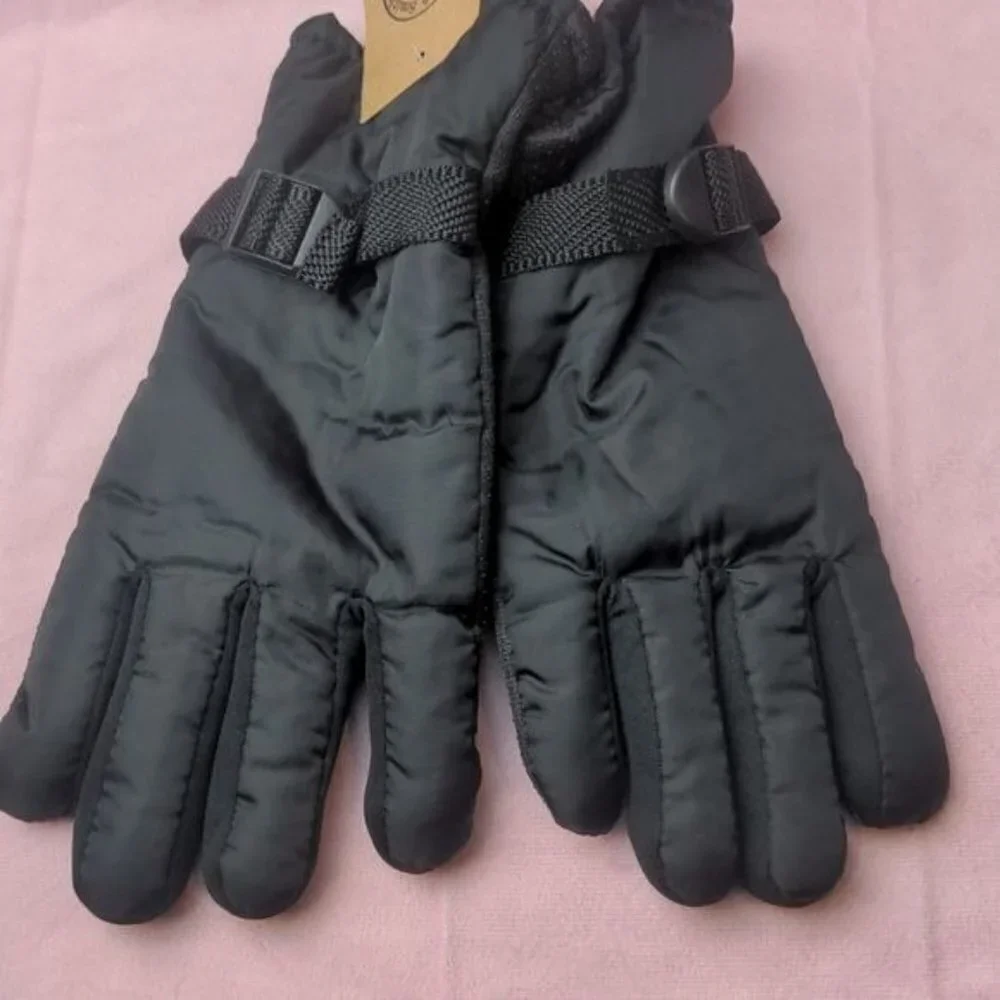 Yacht & Smith Black Gloves with Faux Fur Sherpa Lining